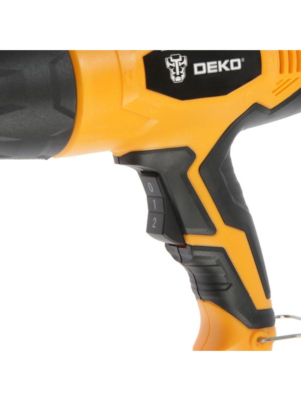 Фен технический DEKO HG2200W, 2200 Вт, 300/500 л/мин, 350/600 °С, 3 насадки