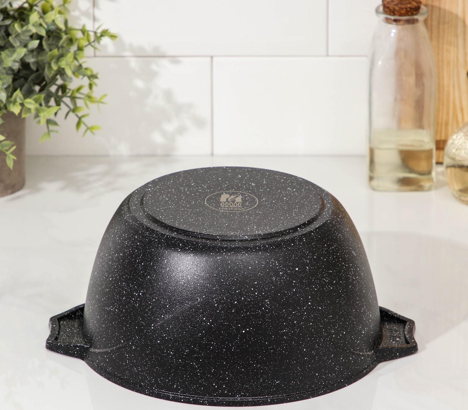 Кастрюля «Гранит black Induction Pro», 3 л, индукция, стеклянная крышка, антипригарное покрытие, цвет чёрный