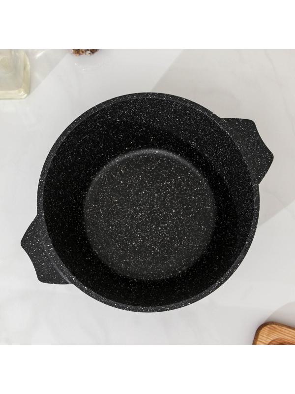 Кастрюля «Гранит black Induction Pro», 3 л, индукция, стеклянная крышка, антипригарное покрытие, цвет чёрный
