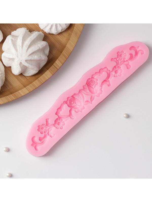 Молд «Цветочный венок», 16,7×3,5×1 см, цвет розовый