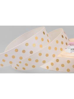 Лента репсовая с тиснением «Горох», 25 мм, 23 ± 1 м, цвет бежевый №181