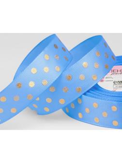Лента репсовая с тиснением «Горох», 25 мм, 23 ± 1 м, цвет голубой №184