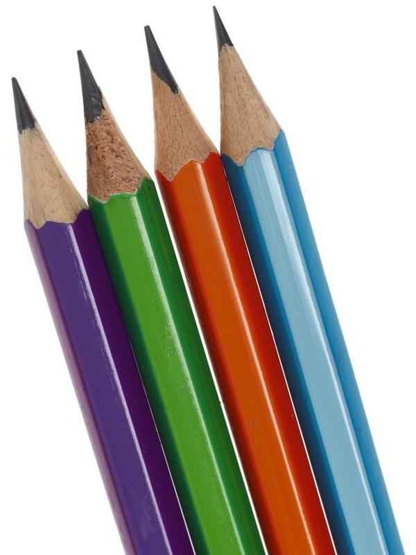 Карандаш чернографитный твёрдость НВ, с ластиком, шестигранный, заточенный, корпус МИКС