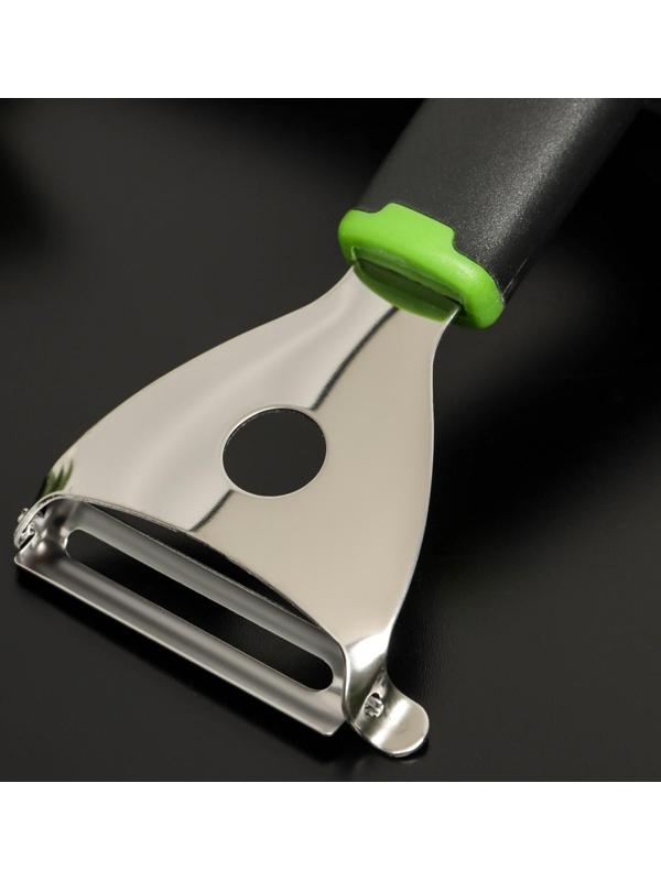 Овощечистка Доляна Lime, 17,5×6 см, цвет чёрно-зелёный
