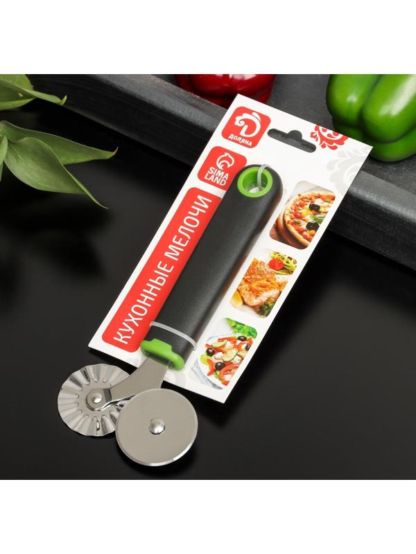 Нож для пиццы и теста двухсторонний Доляна Lime, 17×7,5 см, цвет чёрно-зелёный