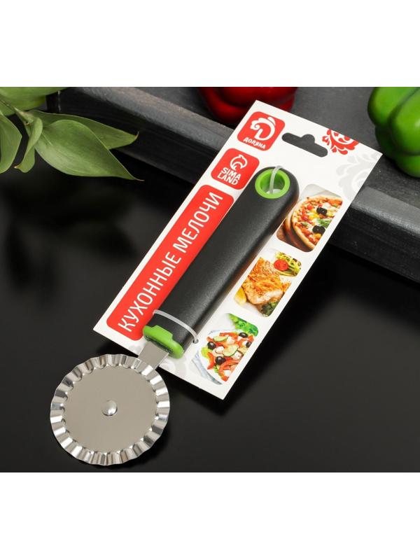 Нож для пиццы и теста ребристый Доляна Lime, 19×6 см, цвет чёрно-зелёный