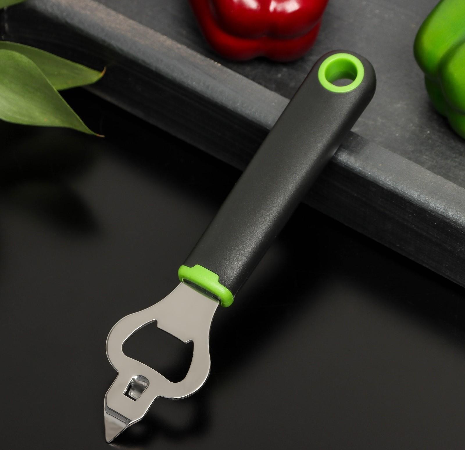 Нож консервный Доляна Lime, 18×4,5 см, цвет чёрно-зелёный