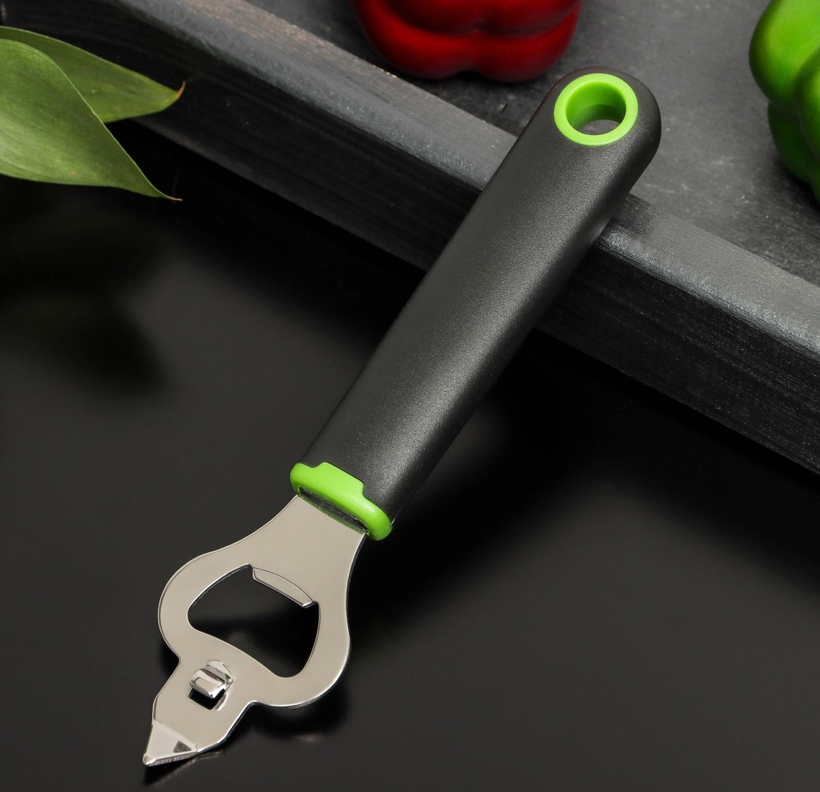 Нож консервный Доляна Lime, 18×4,5 см, цвет чёрно-зелёный