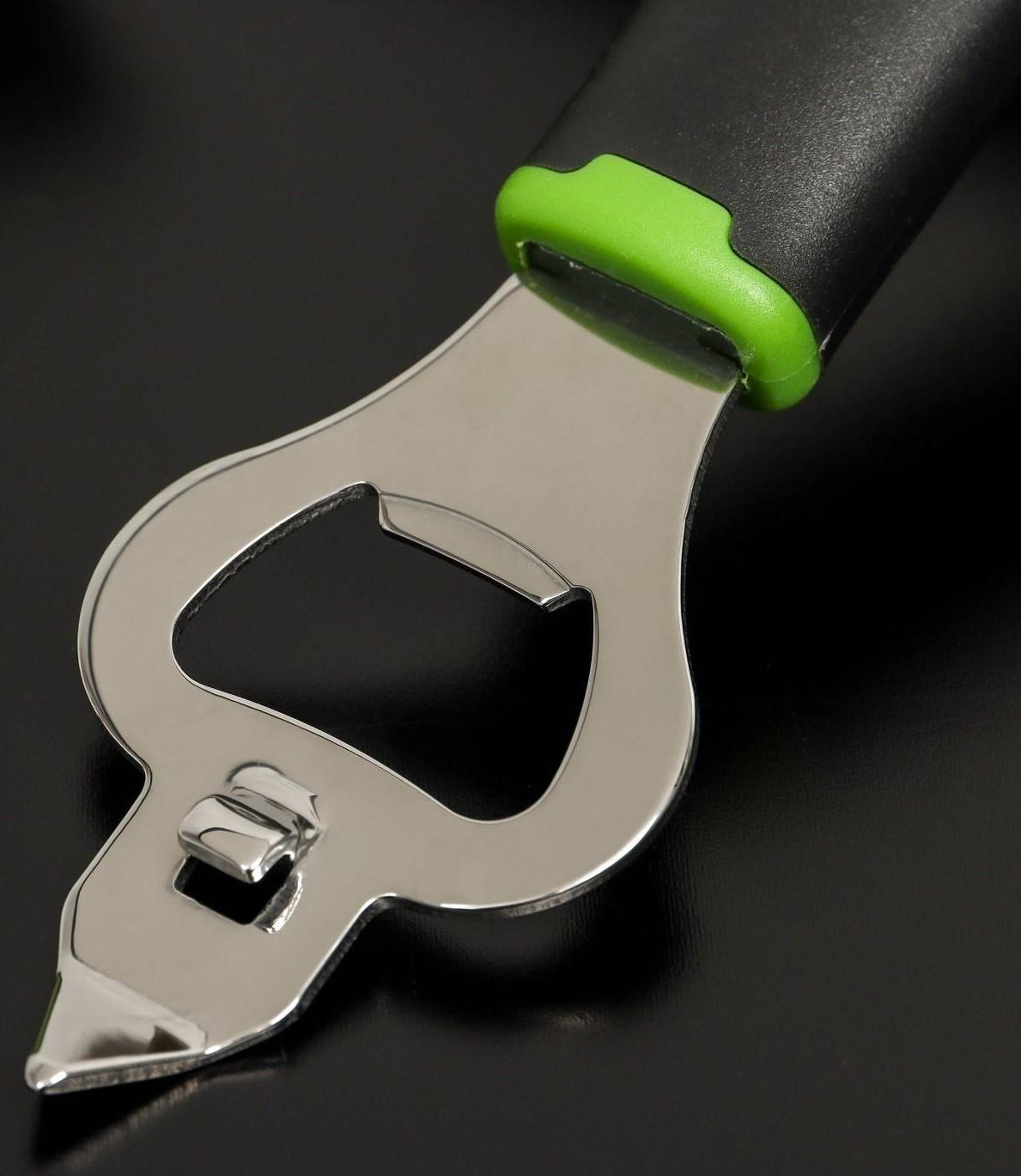 Нож консервный Доляна Lime, 18×4,5 см, цвет чёрно-зелёный