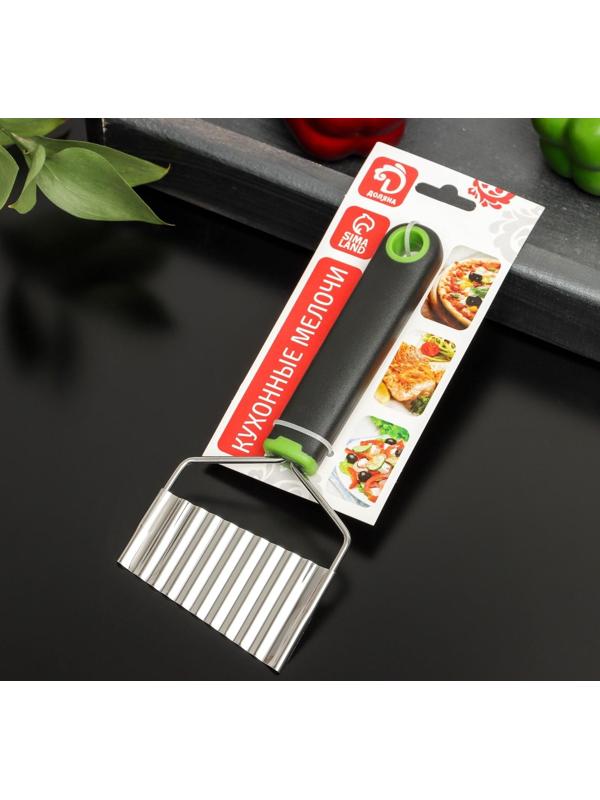 Нож для фигурной нарезки Доляна Lime, 20 см, нержавеющая сталь, цвет чёрно-зеленый