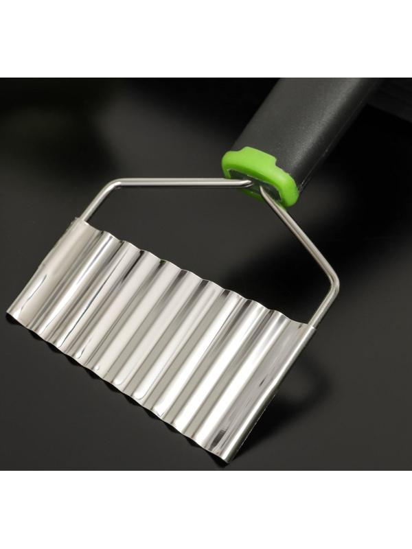 Нож для фигурной нарезки Доляна Lime, 20 см, нержавеющая сталь, цвет чёрно-зеленый