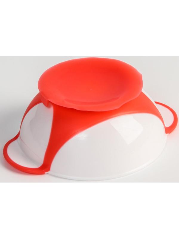 Набор детской посуды: миска на присоске 340мл., с крышкой, термоложка, цвет розовый