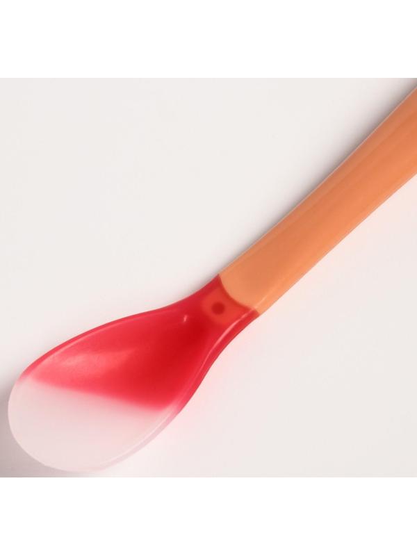 Набор детской посуды: миска на присоске 340мл., с крышкой, термоложка, цвет розовый