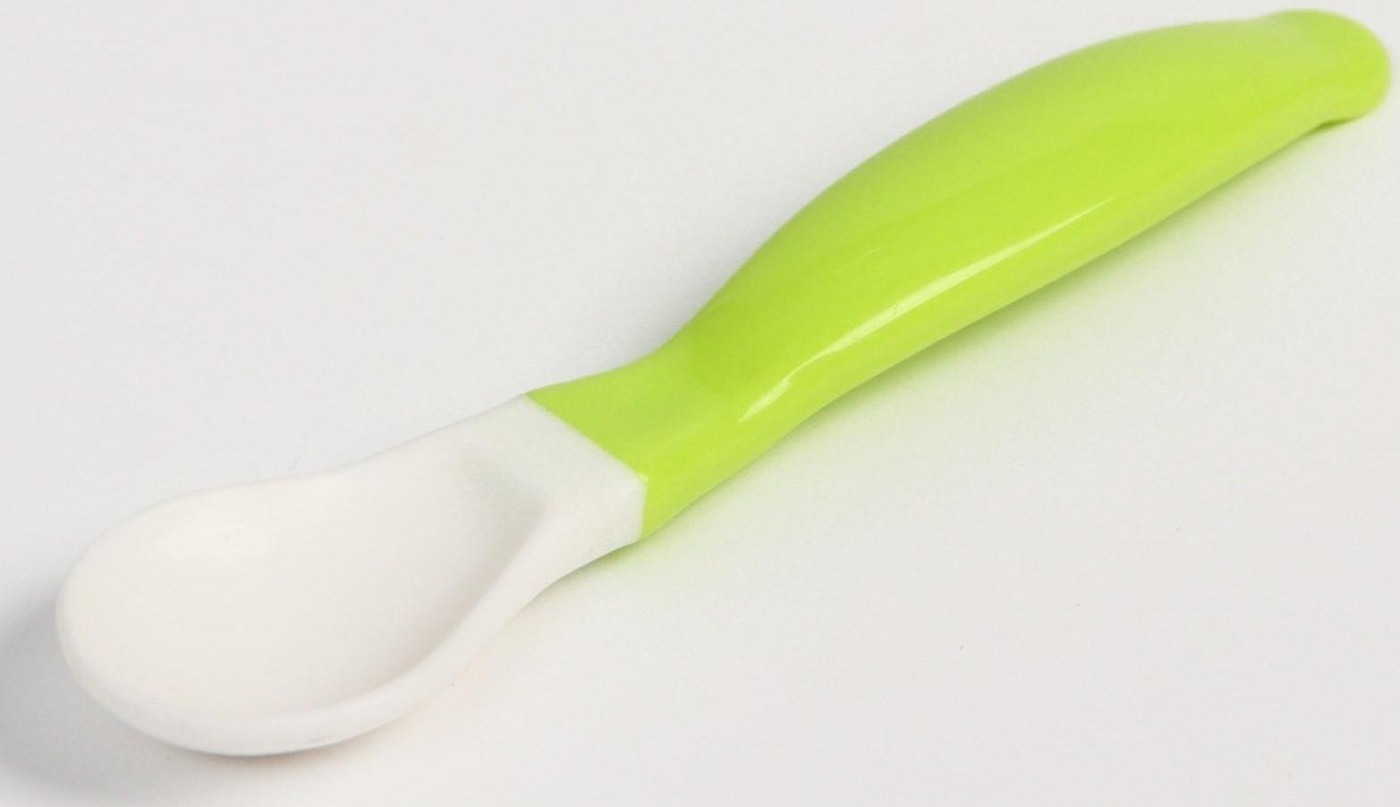 Набор детской посуды: миска на присоске 400мл., с крышкой, ложка, цвет белый/зеленый