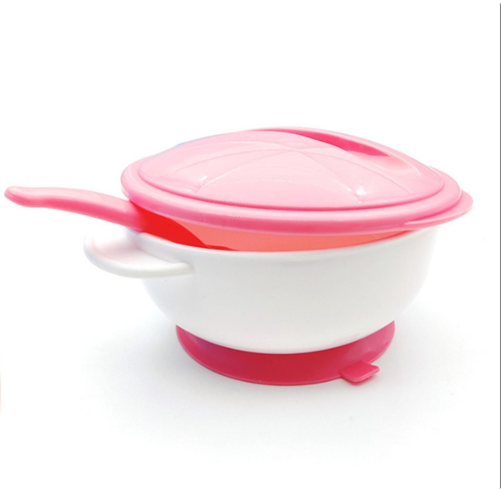 Набор детской посуды: миска на присоске 400мл., с крышкой, ложка, цвет белый/зеленый