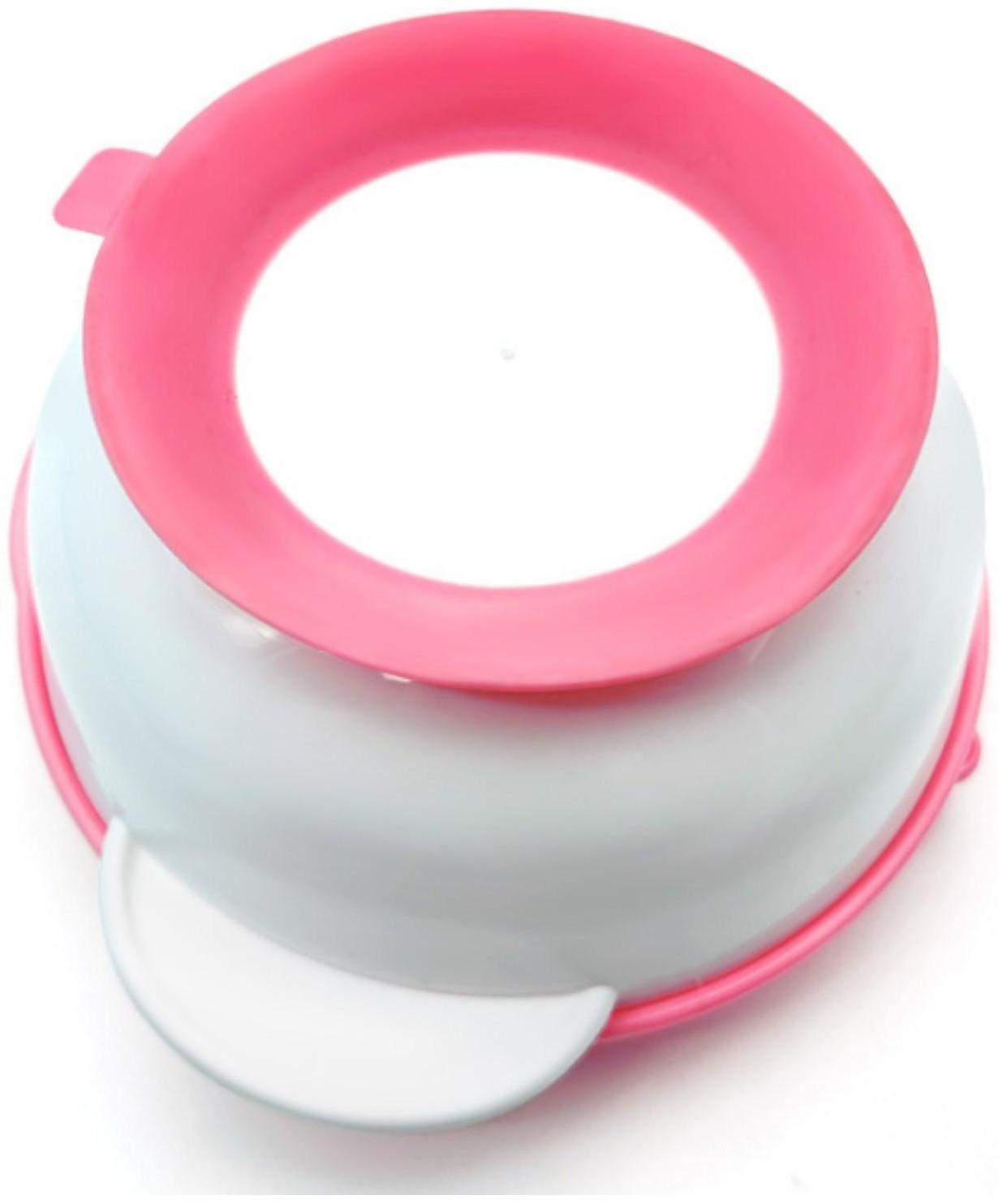 Набор детской посуды: миска на присоске 400мл., с крышкой, ложка, цвет белый/зеленый