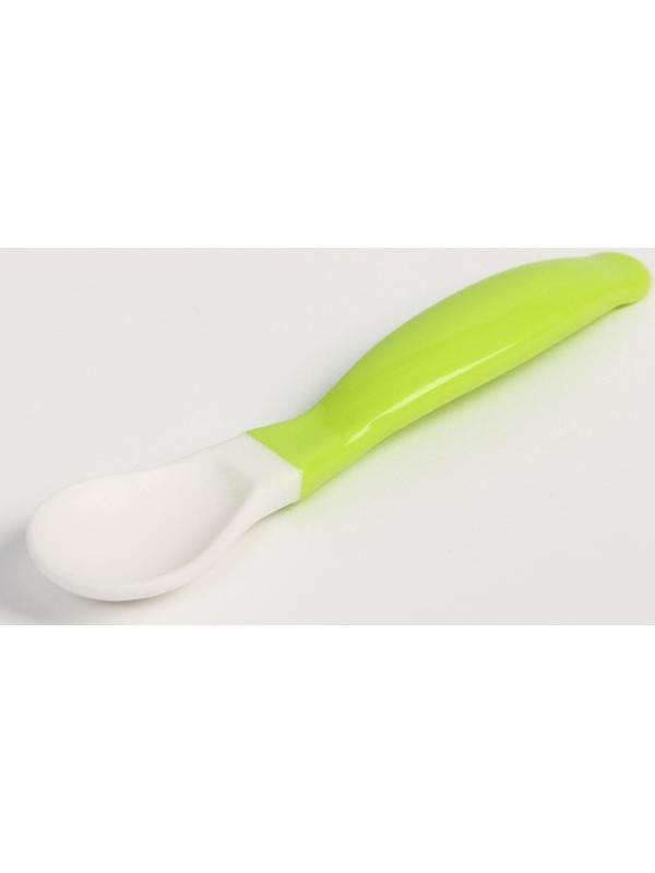 Набор детской посуды: миска на присоске 400мл., с крышкой, ложка, цвет белый/зеленый