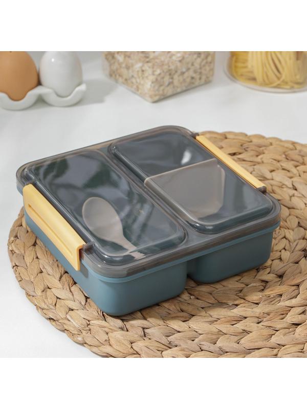 Ланч-бокс пластиковый «Классика», 2 отделения, 18×18×6 см, цвет МИКС