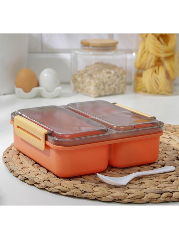 Ланч-бокс пластиковый «Классика», 2 отделения, 18×18×6 см, цвет МИКС