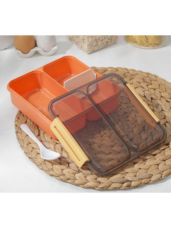 Ланч-бокс пластиковый «Классика», 2 отделения, 18×18×6 см, цвет МИКС