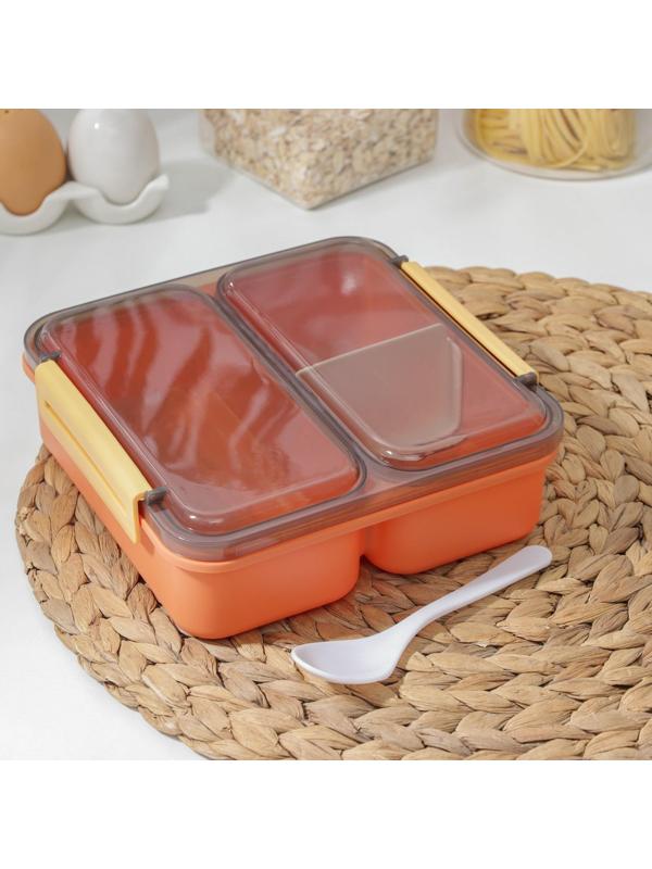 Ланч-бокс пластиковый «Классика», 2 отделения, 18×18×6 см, цвет МИКС