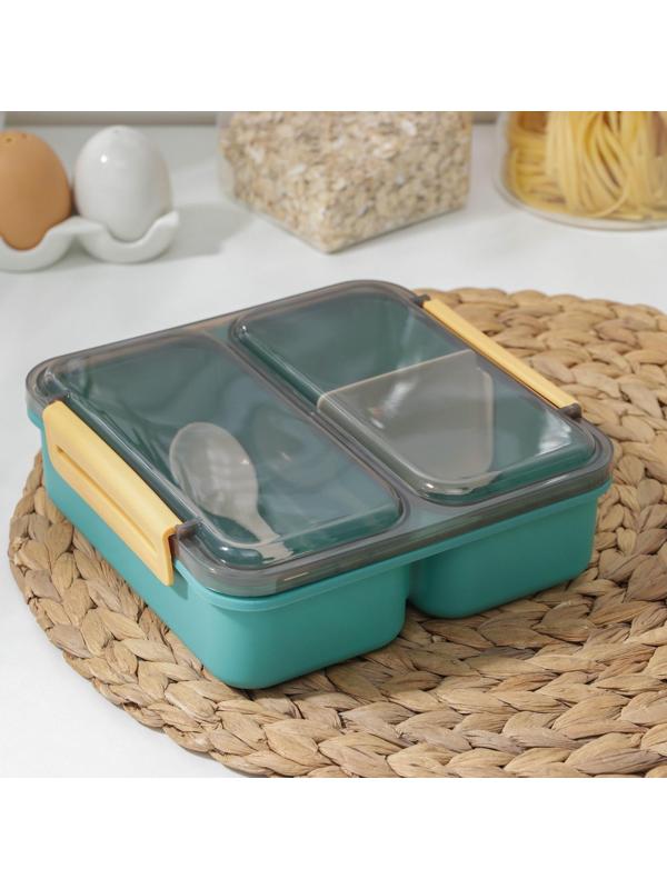 Ланч-бокс пластиковый «Классика», 2 отделения, 18×18×6 см, цвет МИКС