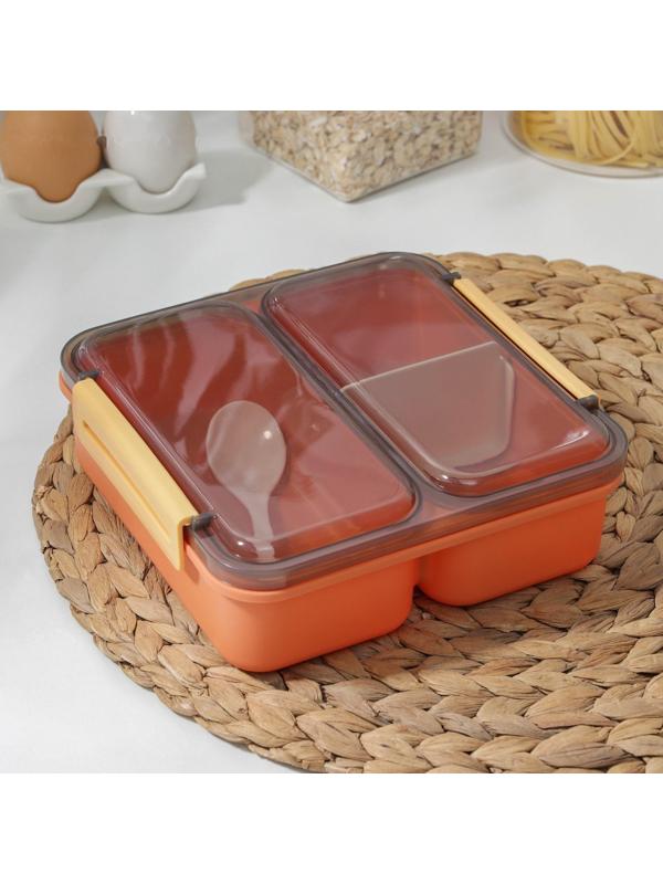 Ланч-бокс пластиковый «Классика», 2 отделения, 18×18×6 см, цвет МИКС