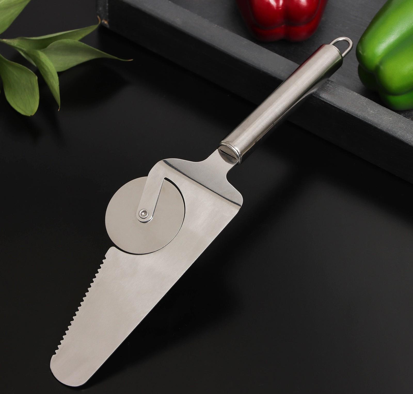 Нож-лопатка для пиццы Доляна «Металлик», 27 см, 410 сталь, цвет хромированный