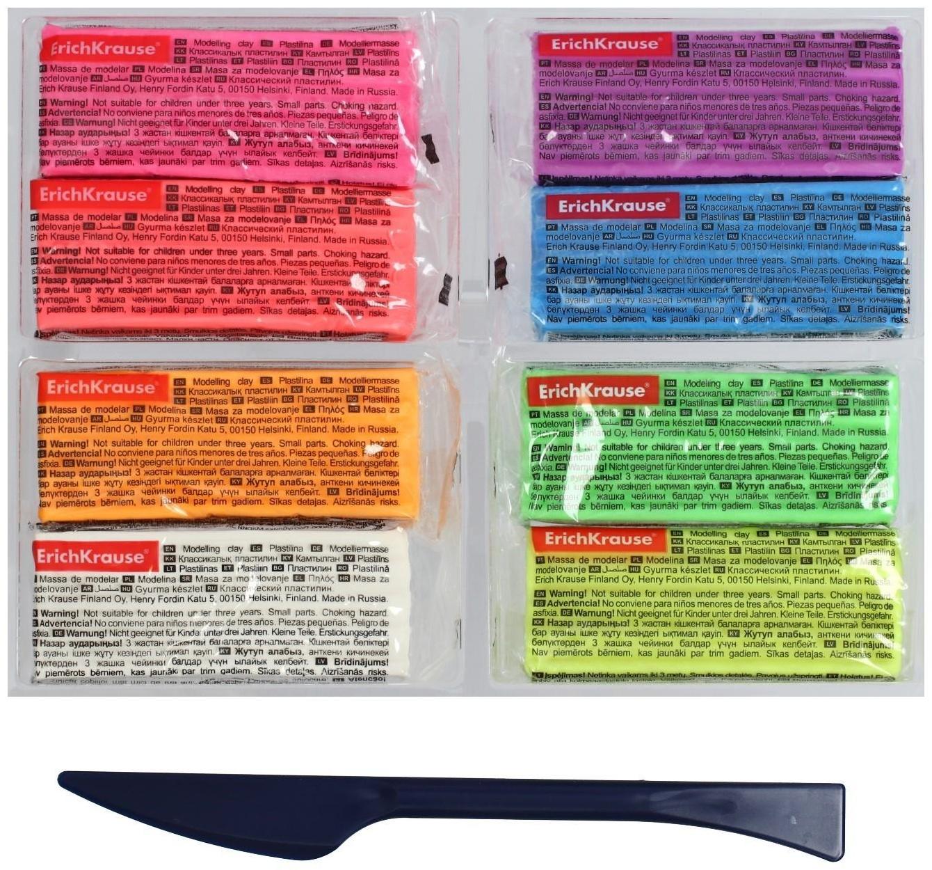 Пластилин 8 цветов 144 г, ErichKrause Sorbet Pastel, пастельная палитра, стек в подарок