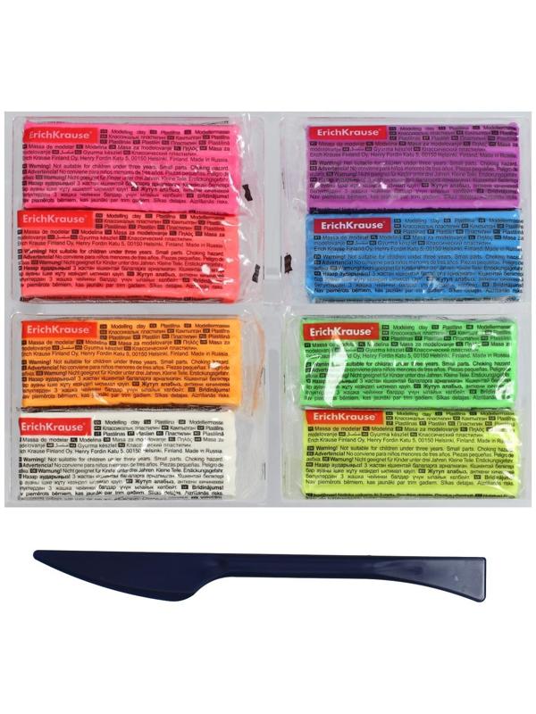 Пластилин 8 цветов 144 г, ErichKrause Sorbet Pastel, пастельная палитра, стек в подарок