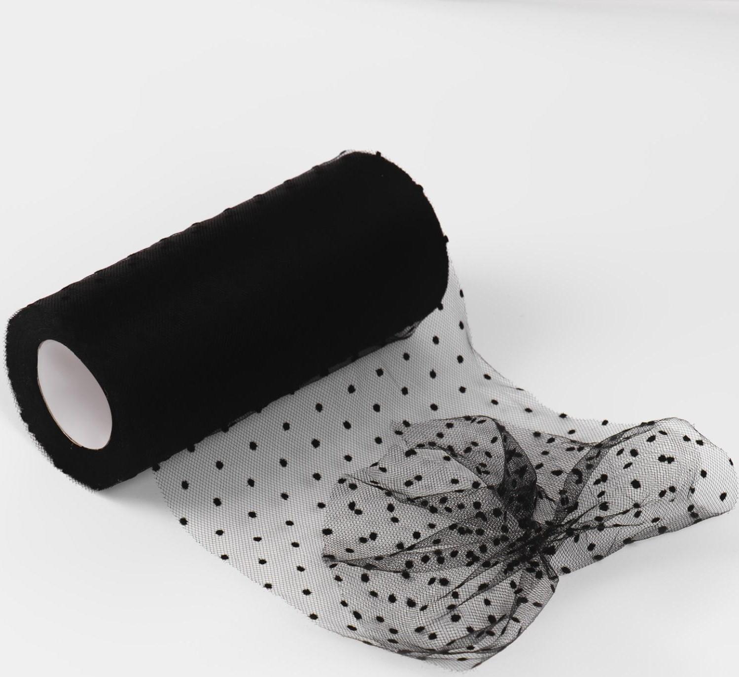 Фатин «Горох», 15 см, 11 ± 1 г/кв.м, 23 ± 1 м, цвет чёрный №21