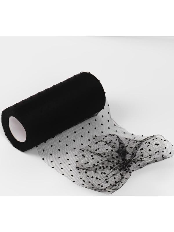 Фатин «Горох», 15 см, 11 ± 1 г/кв.м, 23 ± 1 м, цвет чёрный №21