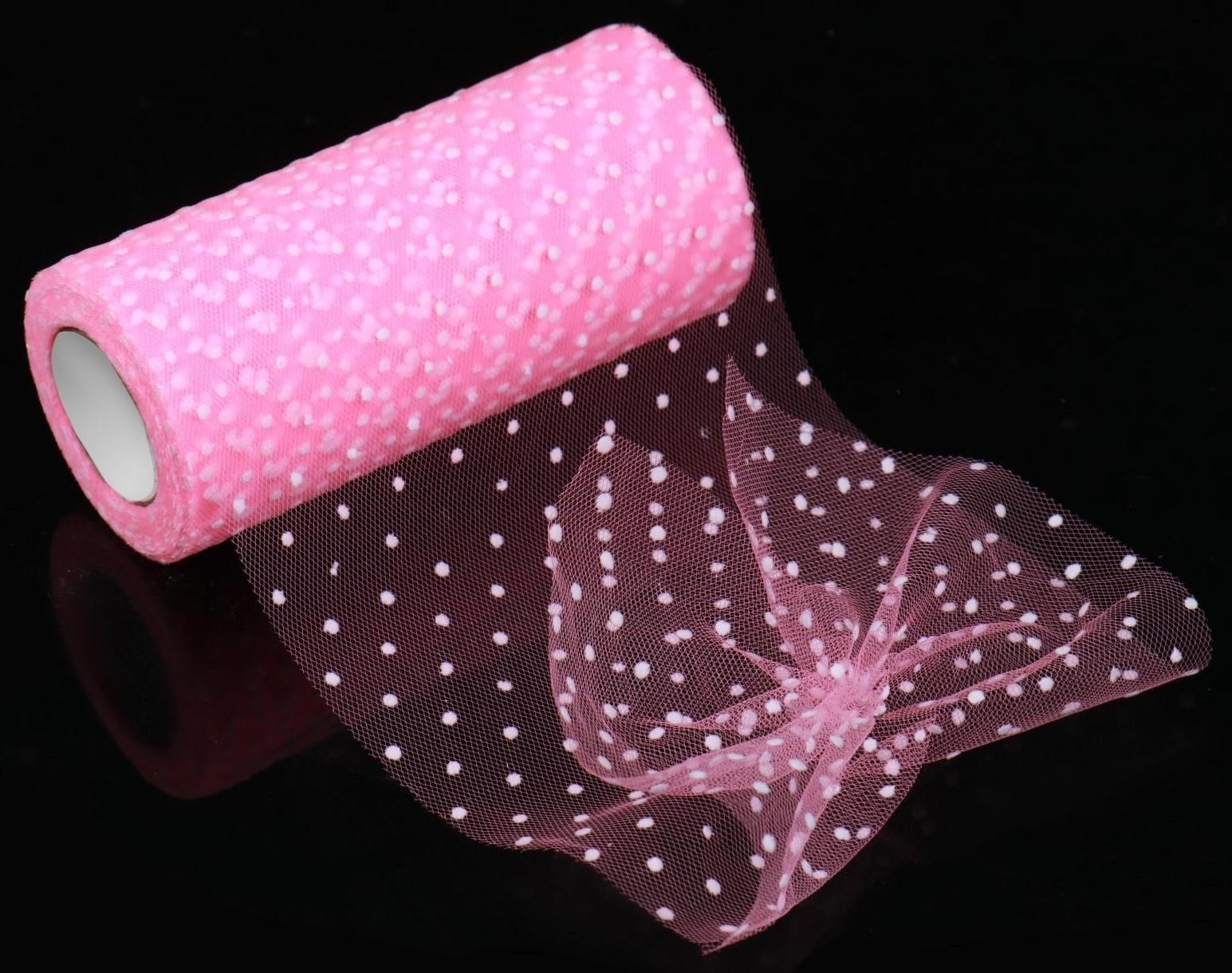 Фатин «Горох», 15 см, 11 ± 1 г/кв.м, 23 ± 1 м, цвет розовый №4