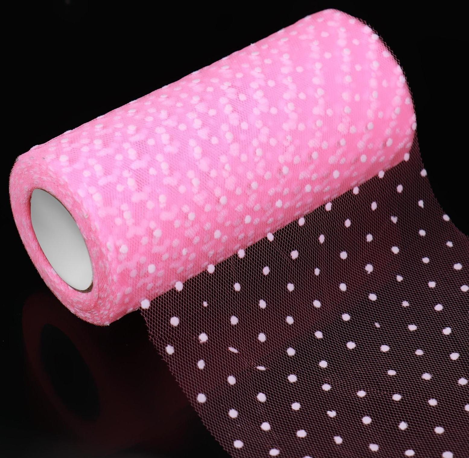 Фатин «Горох», 15 см, 11 ± 1 г/кв.м, 23 ± 1 м, цвет розовый №4