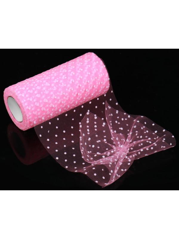 Фатин «Горох», 15 см, 11 ± 1 г/кв.м, 23 ± 1 м, цвет розовый №4