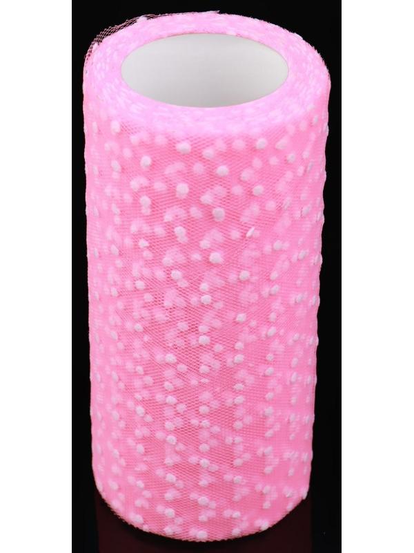 Фатин «Горох», 15 см, 11 ± 1 г/кв.м, 23 ± 1 м, цвет розовый №4