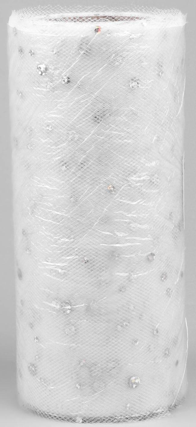 Фатин с блёстками, 15 см, 11 ± 1 г/кв.м, 23 ± 1 м, цвет белый №1