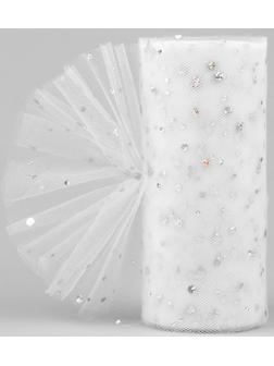 Фатин с блёстками, 15 см, 11 ± 1 г/кв.м, 23 ± 1 м, цвет белый №1