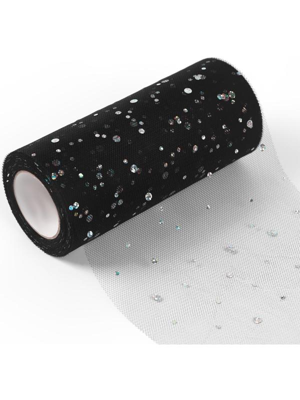 Фатин с блёстками, 15 см, 11 ± 1 г/кв.м, 23 ± 1 м, цвет чёрный №21