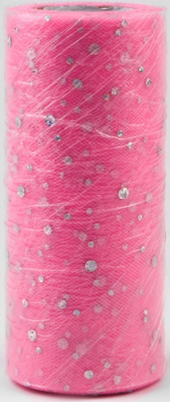 Фатин с блёстками, 15 см, 11 ± 1 г/кв.м, 23 ± 1 м, цвет розовый №4