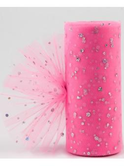Фатин с блёстками, 15 см, 11 ± 1 г/кв.м, 23 ± 1 м, цвет розовый №4