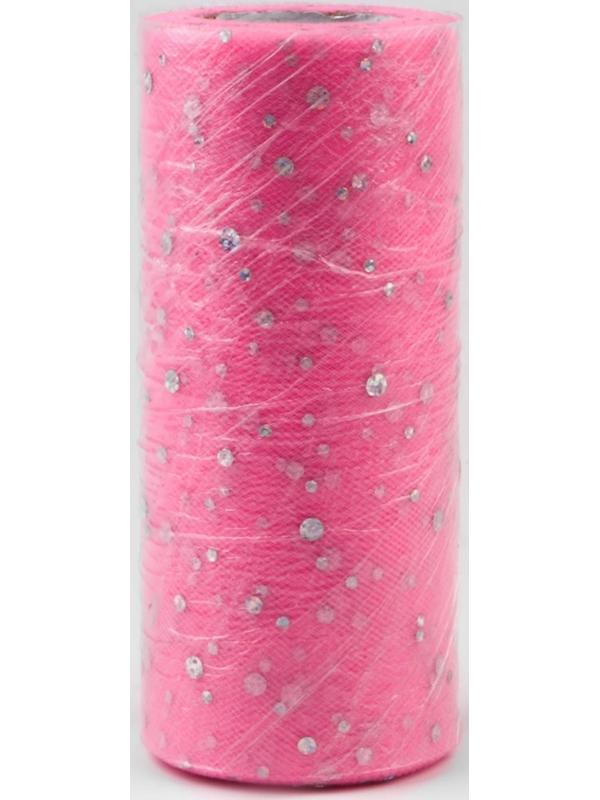 Фатин с блёстками, 15 см, 11 ± 1 г/кв.м, 23 ± 1 м, цвет розовый №4