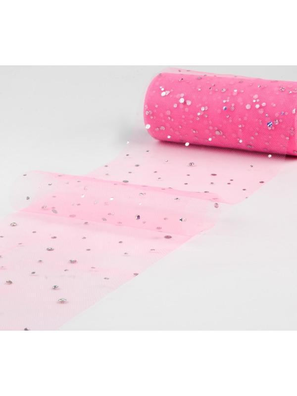 Фатин с блёстками, 15 см, 11 ± 1 г/кв.м, 23 ± 1 м, цвет розовый №4