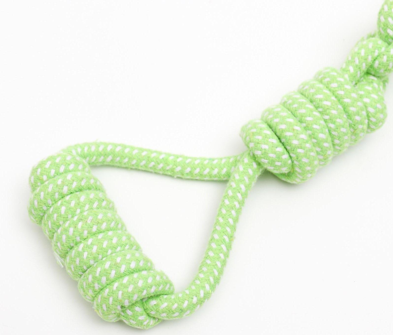 Игрушка канатная плетеная с ручкой, до 38 см, до 180 г, шар 7 см, салатовая