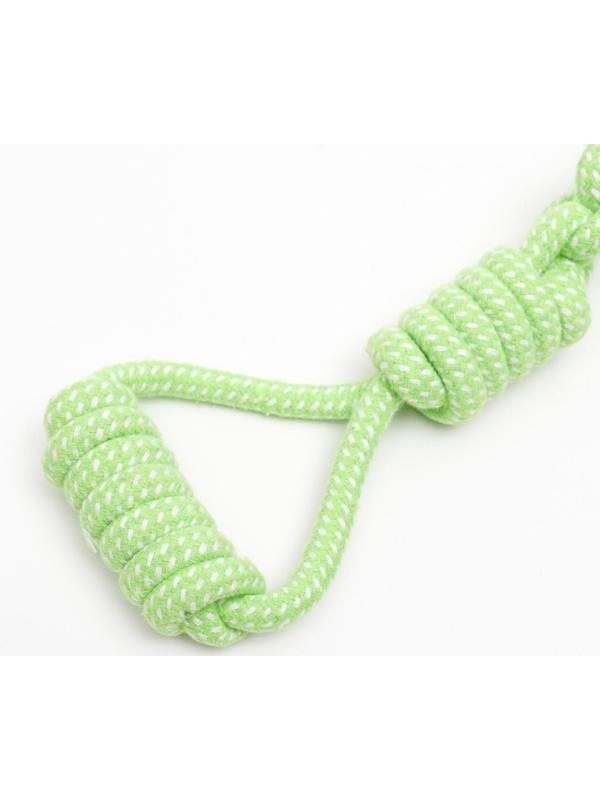 Игрушка канатная плетеная с ручкой, до 38 см, до 180 г, шар 7 см, салатовая