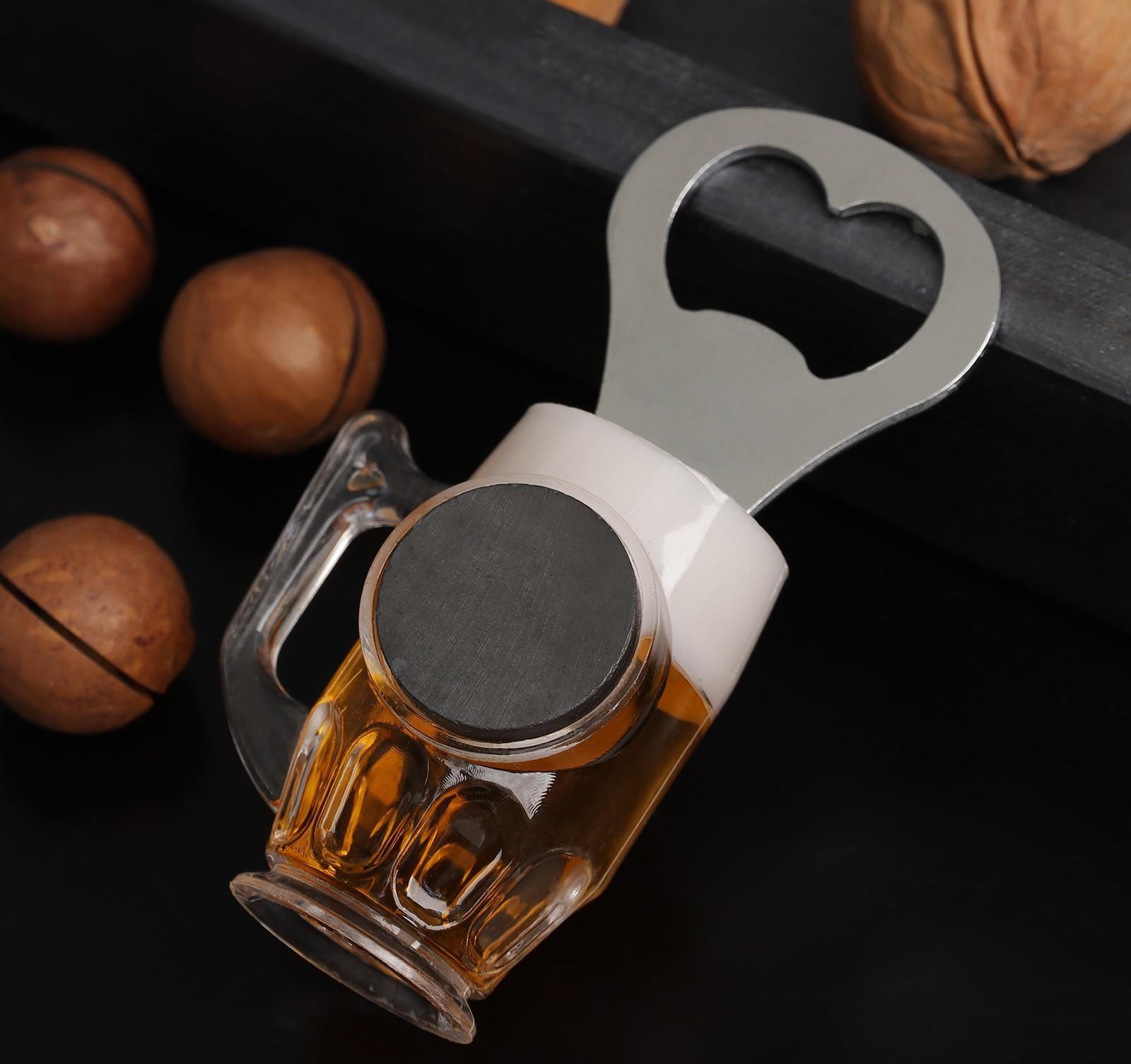 Открывалка Доляна «Пивная кружка», 10×5 см, цвет хромированный