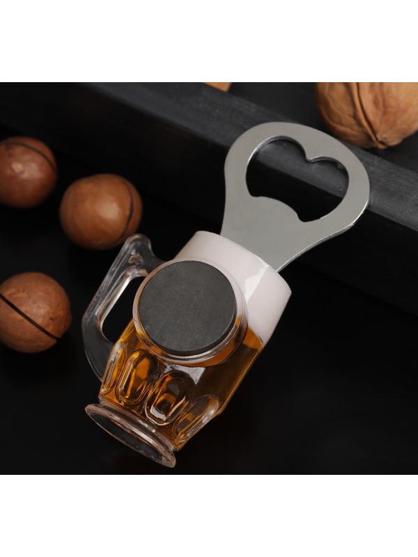 Открывалка Доляна «Пивная кружка», 10×5 см, цвет хромированный