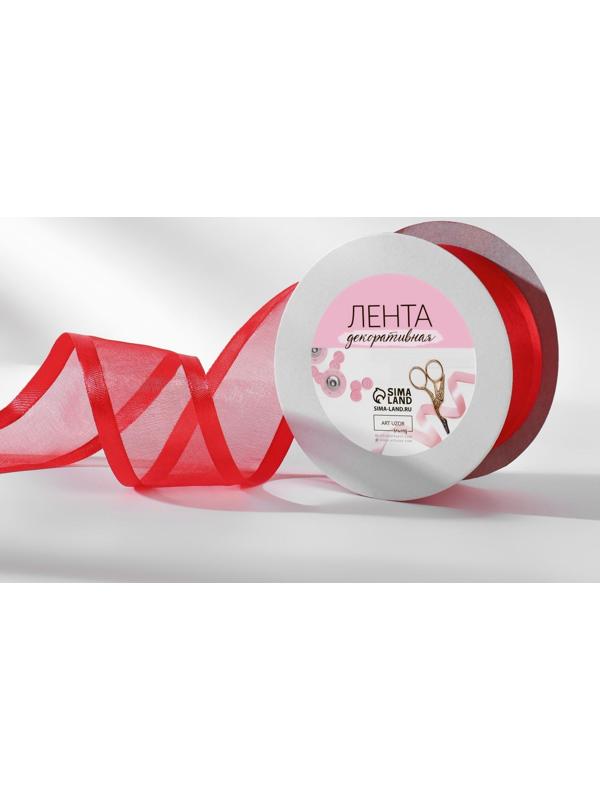 Лента декоративная, капрон/атлас, 40 мм, 18 ± 1 м, цвет красный
