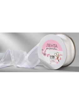 Лента декоративная, капрон/атлас, 40 мм, 18 ± 1 м, цвет белый