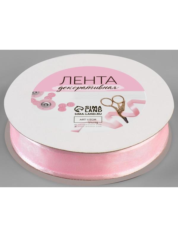 Лента декоративная, капрон/атлас, 18 мм, 18 ± 1 м, цвет розовый